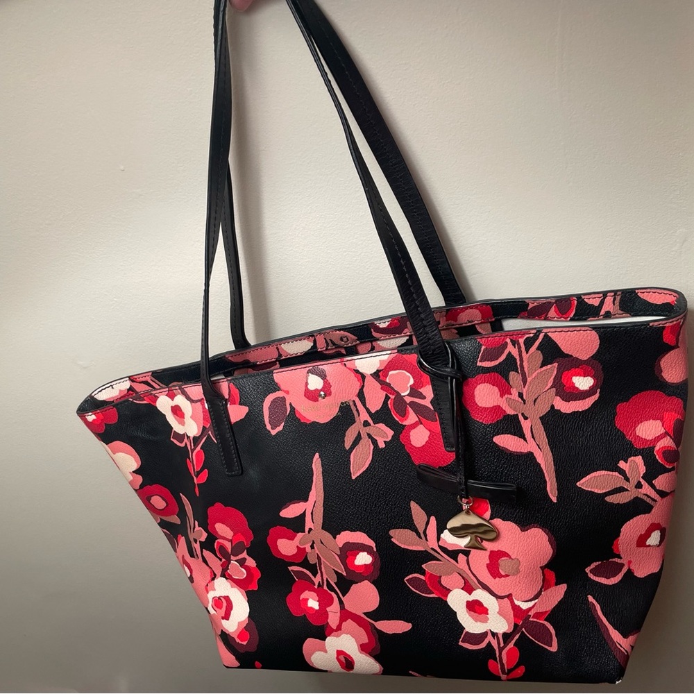 Kate Spade Black and Pink Floral Tote